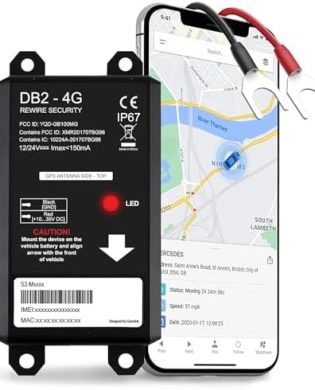 REWIRE SECURITY DB2-4G GPS Tracker for Vehicles – Real-Time Vehicle Tracking Device for Car, Van, Motorhome | Easy Battery Install | Live App Tracking | 4G Fleet Tracking | Low Cost Plan | Free Trial