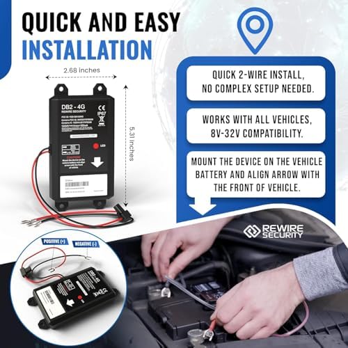 REWIRE SECURITY DB2-4G GPS Tracker for Vehicles – Real-Time Vehicle Tracking Device for Car, Van, Motorhome | Easy Battery Install | Live App Tracking | 4G Fleet Tracking | Low Cost Plan | Free Trial - Image 2